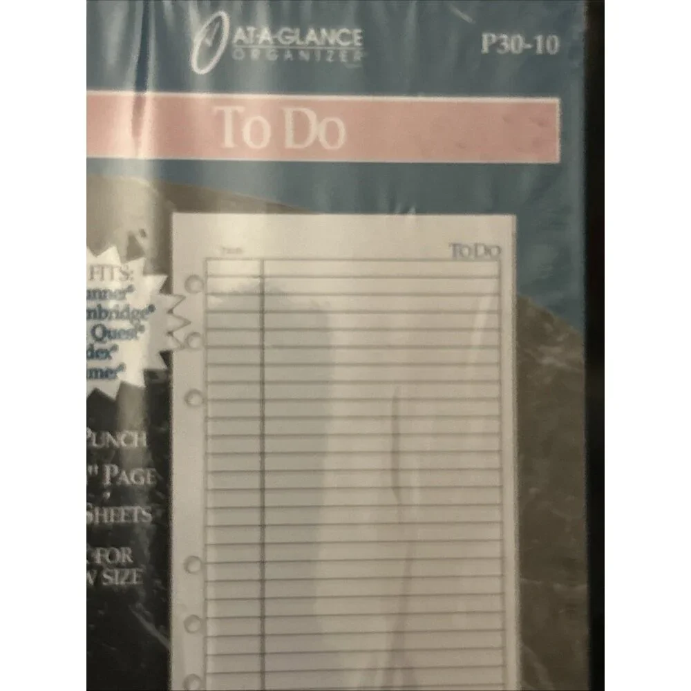 At-A-Glance To Do Pages 3 3/4 x 6 3/4 Day Runner Franklin Cambridge Daytimer New